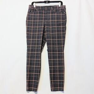 Talbot's Tapered Leg Pull On Green Blue Tartan Plaid Pants 12 Petite